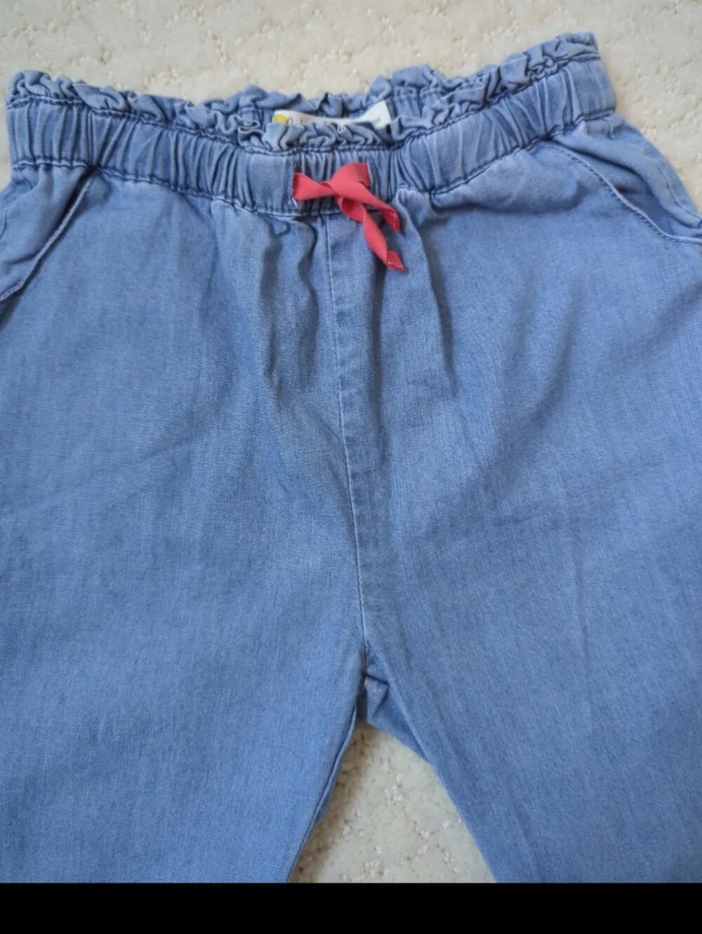 Baby Boden Blue Elastic-Waist Chambray Jogger Pants 12-18M